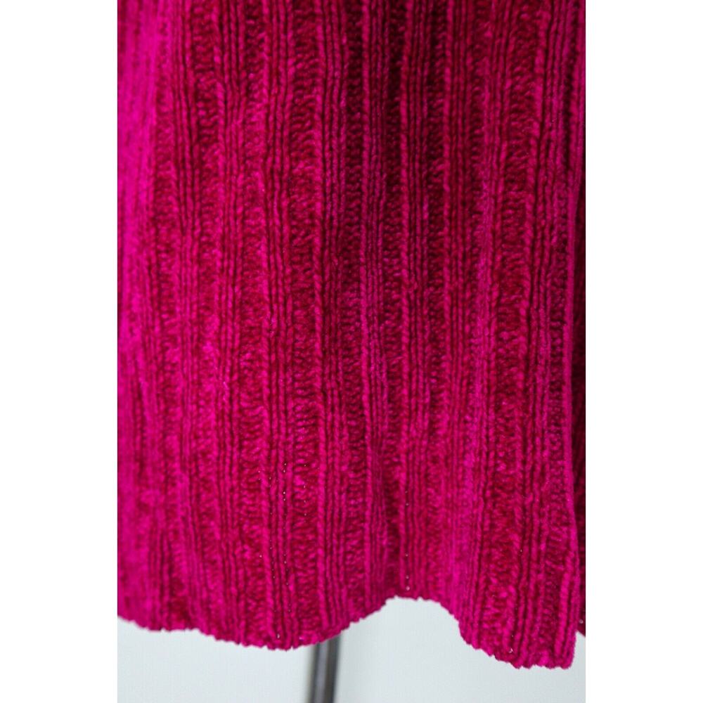 Vintage 1990s Talbots Kids XL Chenille Rib Knit Sweater Rayon Fuchsia Pink - Picture 9 of 10